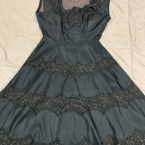 Vintage 1950s black Tiered Fit and Flare Dress